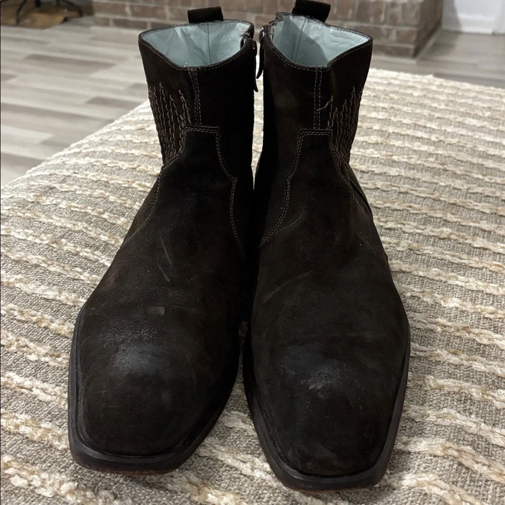 Kenneth Cole New York Men's Brown Suede‎ Western Distressed Ankle Boots Size 13
